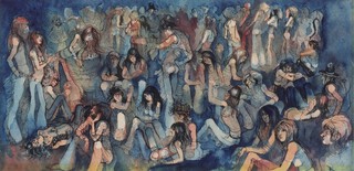 **Pat Cooke (British, 1935-2000), "Paradiso Amsterdam", ink with watercolour, signed and titled, 22cm x 45cm, within a stained wood frame.**Please note that Artists Resale Rights may be payable on this lot 