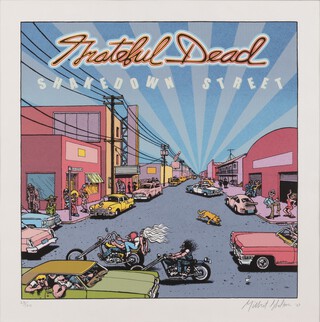 Gilbert Shelton (American, b.1940), Grateful Dead, Shakedown Street, screenprint, signed, dated '03 and editioned 28/170 in pencil, 47.5cm x 47.5cm, within a silvered frame.