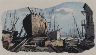 **Rowland Hilder (British, 1905-1993), "Whitstable"?, watercolour, signed, 20cm x 34cm, within a gilt frame. Provenance: Frances Iles. **Please note that Artists Resale Rights may be payable on this lot 
