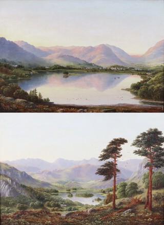 William Taylor Longmire (British, 1841-1914), "Grasmere, Westmorland" and "Rydal Lake from Rydal Park, Westmorland", a pair of oils on canvas, both signed and dated 1875 recto, each titled verso, both 41cm x 60cm, within matching gilt composition frames.