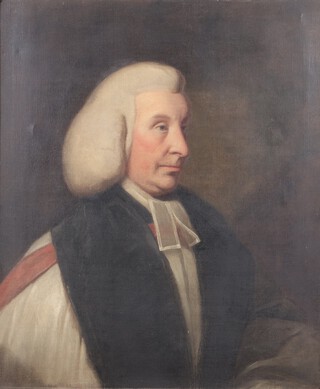 British School, Half Length Portrait of Paul White (1726-1779) curate of Kinver, Staffordshire, 18th century oil on canvas, 74.5cm x 62cm, within a swept gilt composition frame.