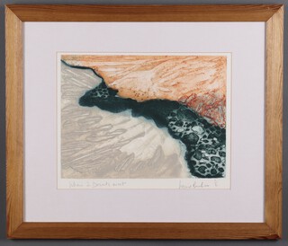 Louise Fisher, a limited edition coloured print "Where Two Deserts Meet" signed 33cm x 42cm 