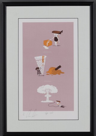 Graham Carter, "Apple Undo", screenprint, signed, titled and editioned 3/30 in pencil, 38cm x 22cm, within an ebonized frame