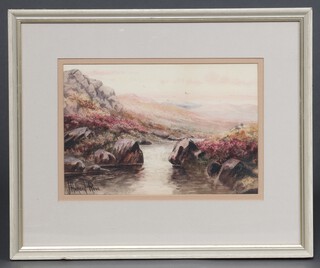 Joseph Halford-Ross (1866-1909), watercolour, moorland river scene 18cm x 28cm 