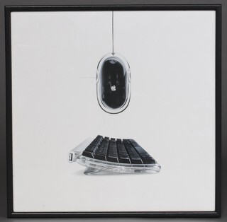 A coloured photograph of an Apple Pro keyboard model M7803 together with mouse 45cm x 45cm 