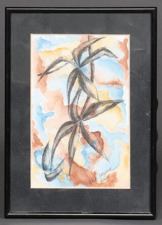 W E Howard, watercolour, study of a leaf 22cm x 14cm 