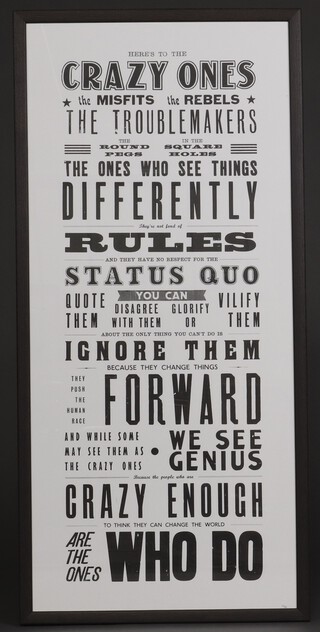 The New North Press "Crazy Ones Letter Press Poster" 100cm x 45cm 