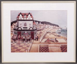 Alfred Daniels, a coloured print "Seaside Pub" dated 1988 38cm x 51cm 