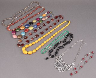 A collection of bead necklaces 