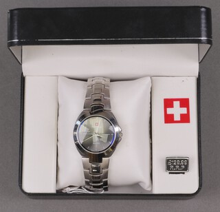 A Swiss Supreme Clock Collection, steel cased quartz wristwatch boxed 