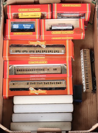 Six Hornby OO gauge carriages boxed, together with a collection of Hornby rolling stock