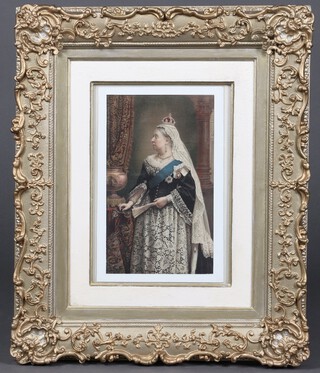 A coloured print, study if Queen Victoria within an ornate gilt frame