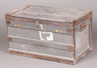 A pine and zinc lined cabin trunk, the lid painted "Captain E A Sharpin The Queen's Own Royal West Kent Regiment" 51cm h x 91cm w x 54cm d (signs of worm) 