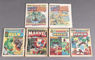 A collection of early 1970' s Marvel and Battle Action Force comics to include Mighty World of Marvel 11, 15, 26, 29, 30, Marvel Starring Incredible Hulk 40, 44, 45, 47, 51, 52