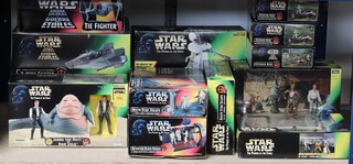 Star Wars The Power of the Force by Kenner, a collection of playsets and vehicles to include Cantina Showdown, Purchase of the Droids, Jabba The Hutt's Dancers, Death Star Escape, Hoth Battle, Speeder Bike x 2, Tie Fighter, A-Wing fighter, T-16 Skyhopper, Detention Block Rescue, Death Stranding Escape (Bridge Scene) and Jabba The Hutt and Han Solo (not guaranteed complete)