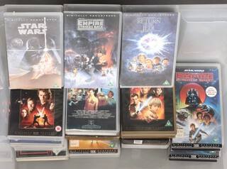 Star Wars a collection of VHS tapes from Episodes 1 to 6 including 1980s editions