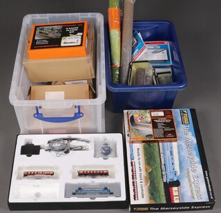 A collection of N-Gauge locos and accessories to include The Merseyside Express train set, scenery, etc