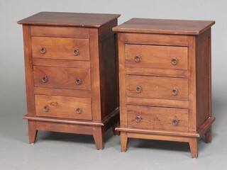 A near pair of of 19th Century style hardwood bedside chests of 3 drawers 68cm h x 45cm w x 32cm d 