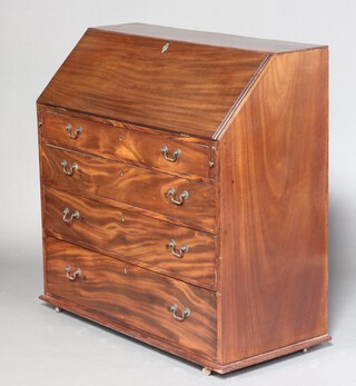 A 19th Century mahogany bureau with fall front above 4 drawers 107cm h x 105cm w x 49cm d 