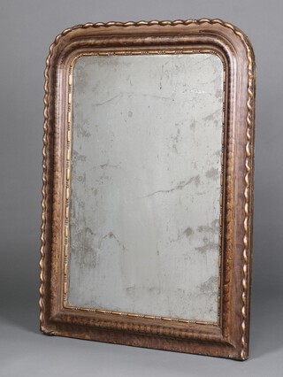 A 19th Century French arch shaped plate mirror contained in a gilt cushion shaped frame 108cm h x 81cm w 