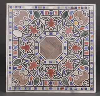 A square marble specimen table top 107cm x 107cm 