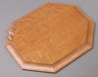 Robert "Mouseman" Thompson of Kilburn, a hexagonal cheese board 30cm x 25cm 