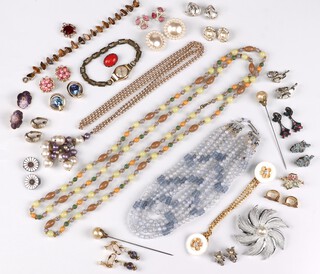 A lady's Service wristwatch in a gilt case and a collection of costume jewellery 