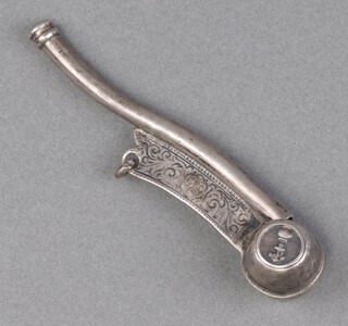 A silver Bosun's call (whistle), monogrammed GTG, Birmingham 1915 