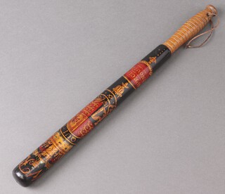 A Victorian turned wooden and painted police truncheon with royal cypher and arms marked Special 9th November 1831, 46cm 