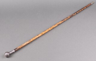 A Kings African rifles swagger stick with a leather covered shaft 