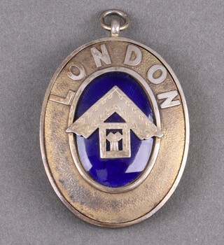 A Masonic silver gilt and enamel London Grand Rank collar jewel Birmingham 1922, 40g gross 