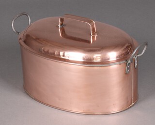A 19th Century twin handled copper fish kettle complete with liner 20cm h x 48cm w x 28cm d 