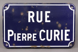 A French blue and white enamelled street sign "Rue Pierre Cerie" 25cm x 39cm 