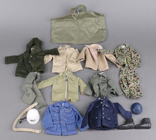 Action Man by Palitoy, a collection of vintage, mainly military costumes, including Tank Commander and other jackets 