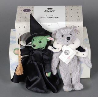 Steiff, a 2013 "Wicked Witch of The West" in green mohair no.682407, limited edition 155/1932, boxed and with certificate together with a "King Charles" in grey mohair no.691515, limited edition 88/2022, boxed and with certificate  