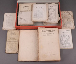 A collection of World War One linen backed Trench maps of France together with a 1910 manoeuvre map  