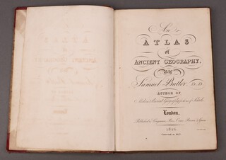 Butler, Samual and Atlas, "An Ancient Geography" London; Longman, Rees, Orme, Brown and Green, corrected 1827 edition, quarter bound cloth and marble paper boards 