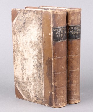 Goldsmith, Oliver, "Goldsmiths Animated Nature" in 2 volumes, Blackie and Son Glasgow 1844, half bound in brown calf with mottled paper boards, 4to. 