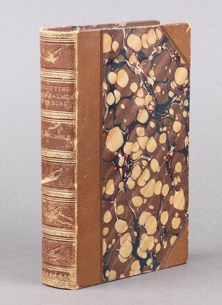 Grimble, Augustus "Shooting and Salmon Fishing, Hints and Recollections", London, Chapman and Hall 1892, 8vo., half bound in brown Morocco with marbled paper boards, gilt spine with raised bands 