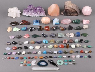 A section of amethyst and a quantity of various hardstones