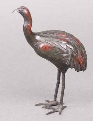 A cold painted bronze figure of a standing emu 13cm (head damaged)