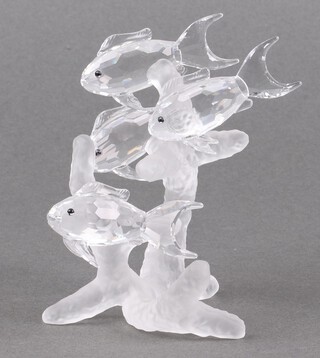 A Swarovski Crystal figure group - Tropical fish 10cm, boxed