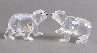 A pair of Swarovski Crystal figures - Polar Bear Cubs 6cm, boxed