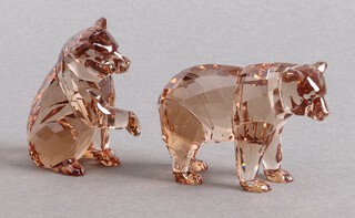 A Swarovski Crystal  2017 figure - Brown Bear Walking and Brown Bear seated 5cm and 6cm boxed 