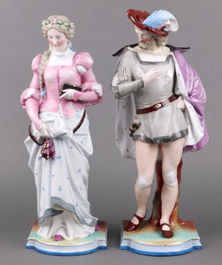 A pair of KPM porcelain figures of a standing classical lady and gentleman, base incised 127A and 1274 33cm 