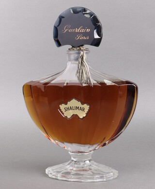 A shop display oversized glass perfume bottle for Guerlain Paris Shalimar perfume 38cm h 