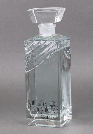 A shop display, oversized glass perfume bottle for Jardins De Bagatelle Guerlain Paris 34cm 