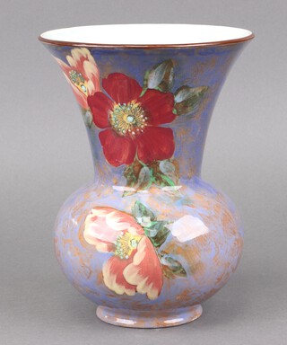 A Royal Doulton Wild Rose pattern vase D6227 22cm 