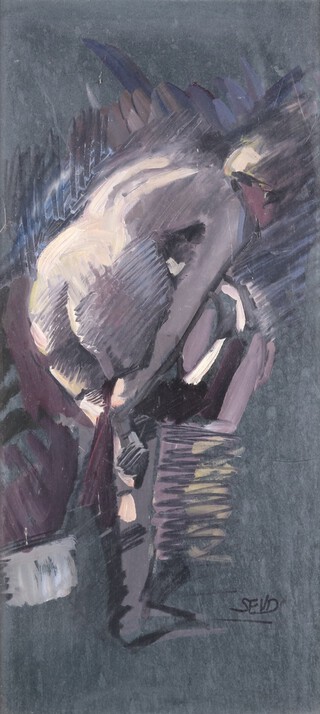 **Sherree Valentine-Daines (b.1959), Standing Female Nude, oil with acrylic and watercolour on paper, signed with initials, 44cm x 20cm, within a painted wood frame.**Please note that Artists Resale Rights may be payable on this lot
