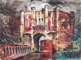 **John Egerton Christmas Piper (British, 1903-1992), Thornton Abbey Gateway, ink with watercolour and gouache, 51.5cm x 66.6cm, within a stained wood frame. Provenance: Myfanwy Piper, private collection, Christie's Modern British and Irish Art 19th March 2016, lot 121. Note: A screenprint after this work was published by Marlborough Fine Art in 1987, in an edition of 70.	**Please note that Artists Resale Rights will be payable on this lot
